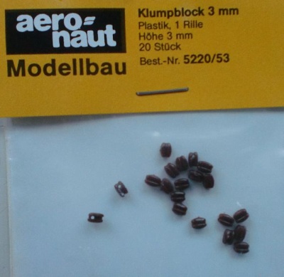 Klumpblock (Plastik), Höhe 8 mm, 1 Rille, 20 Stück