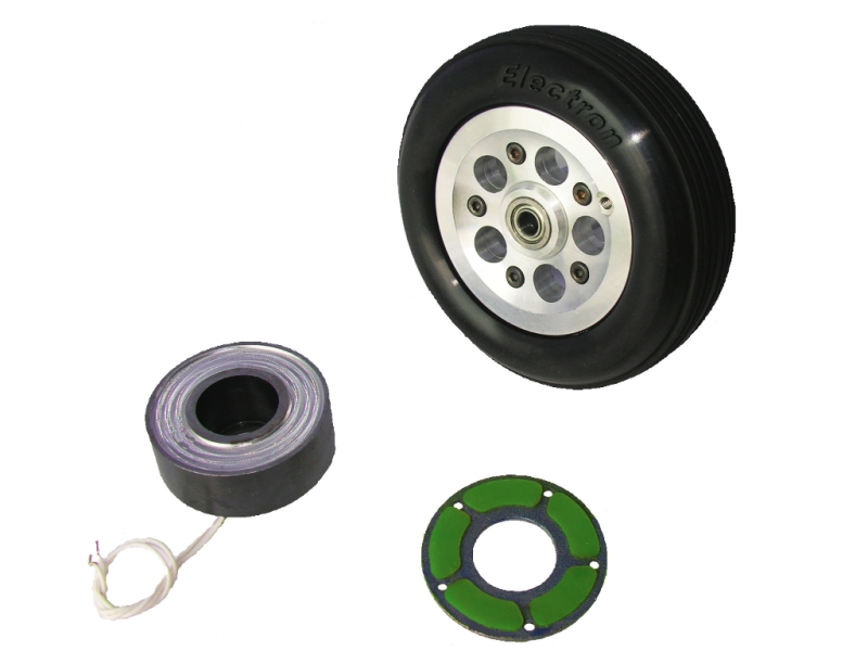Wheel 75 mm with electromagnet and brake disk (2 uds)