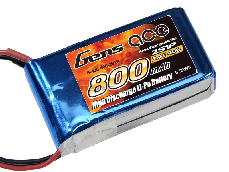 Batería LiPo GENS 800 mAh 2S 7,4V 40C (Gens Ace)