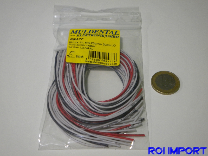 XH 30 cm Female extension 0,25 mm2 silicone cable for 5 cell