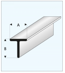 ABS "T" angle 10.0x10.0x1000 mm